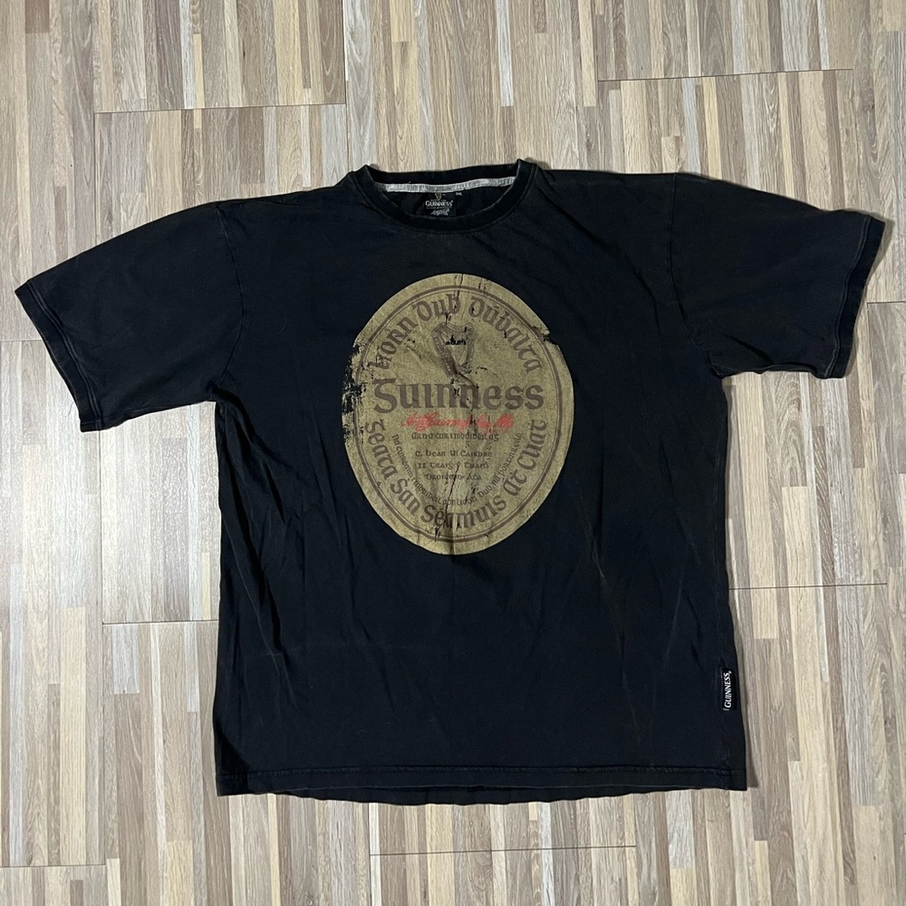 Vintage Y2K Guinness Beer Promo Tee Black Faded T-shirt Size 3XL Fits Smaller